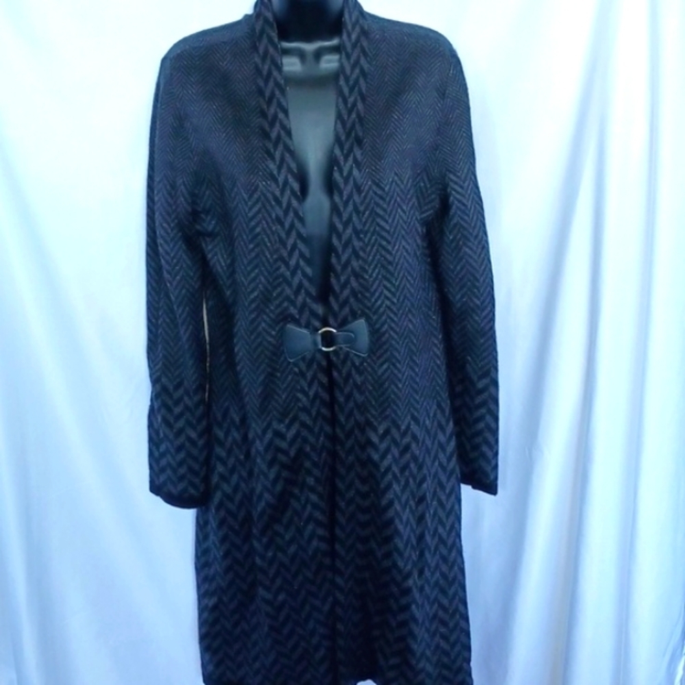 Soft Surroundings West Saxon Herringbone Sweater wool blend in Charcoal Size M